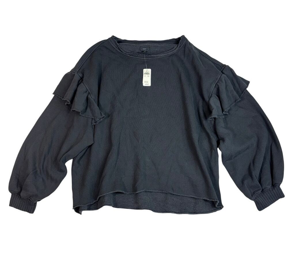 AERIE Women's Ruffle Sleeve Oversized Boho Sweatshirt NWT Size Large